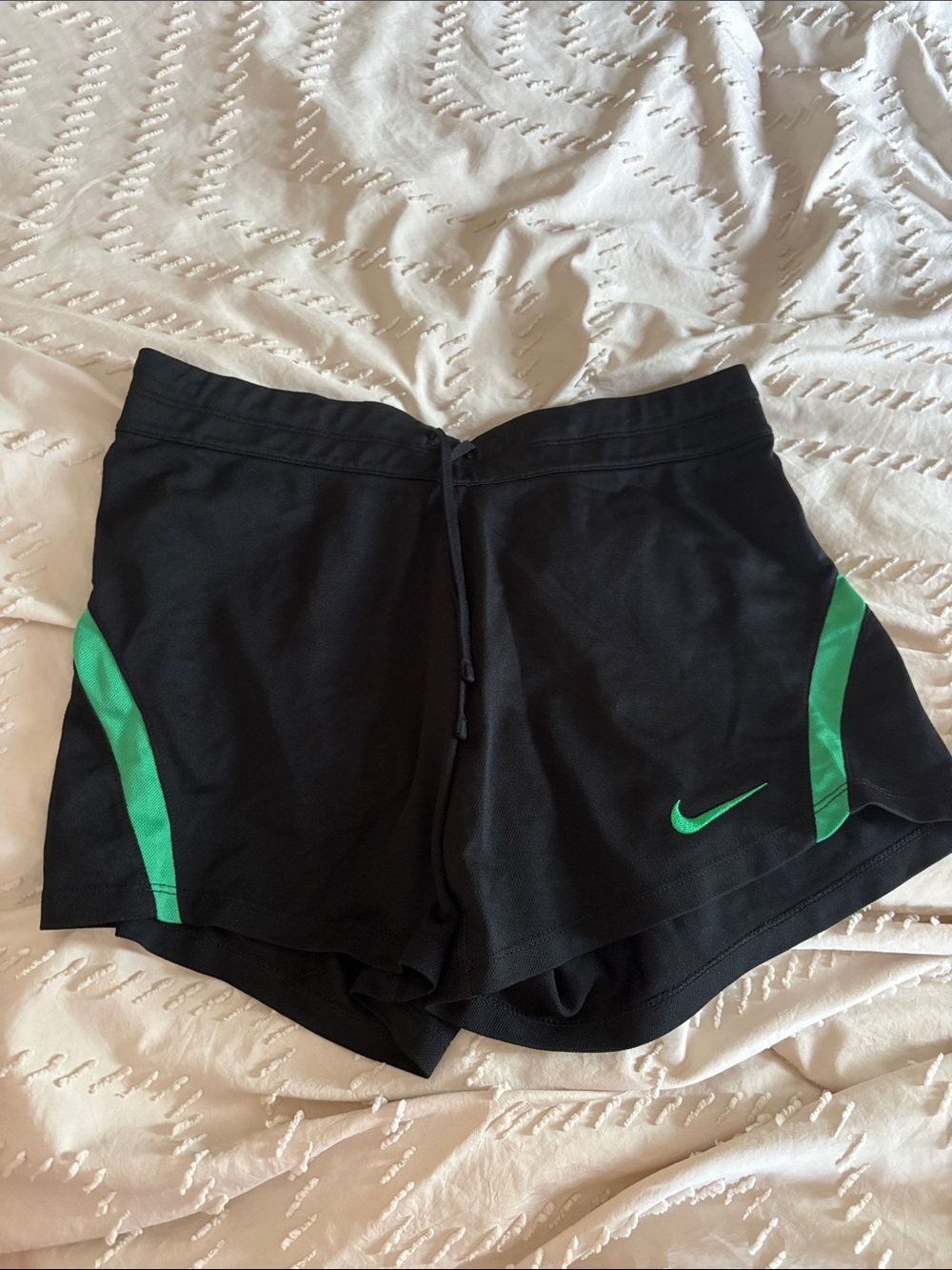 Nike Black Athletic Shorts with Green Accents